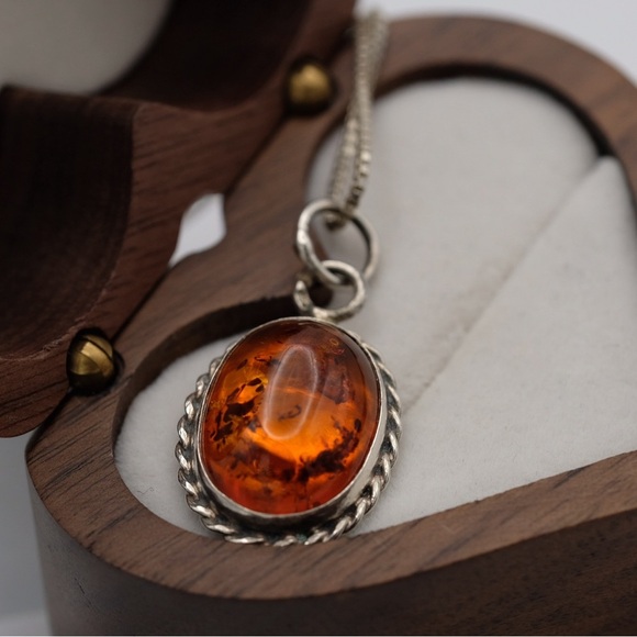Glowingly Gorgeous Amber Necklace Beauty 🙌🏻✨⏰💭🤝⌛️ Sterling Silver Boho - Picture 16 of 16